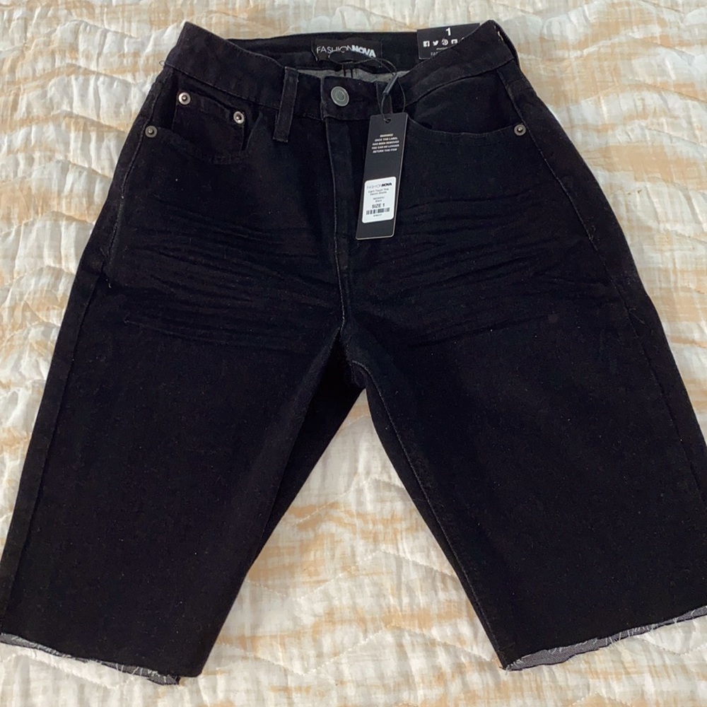 Bermuda style denim shorts